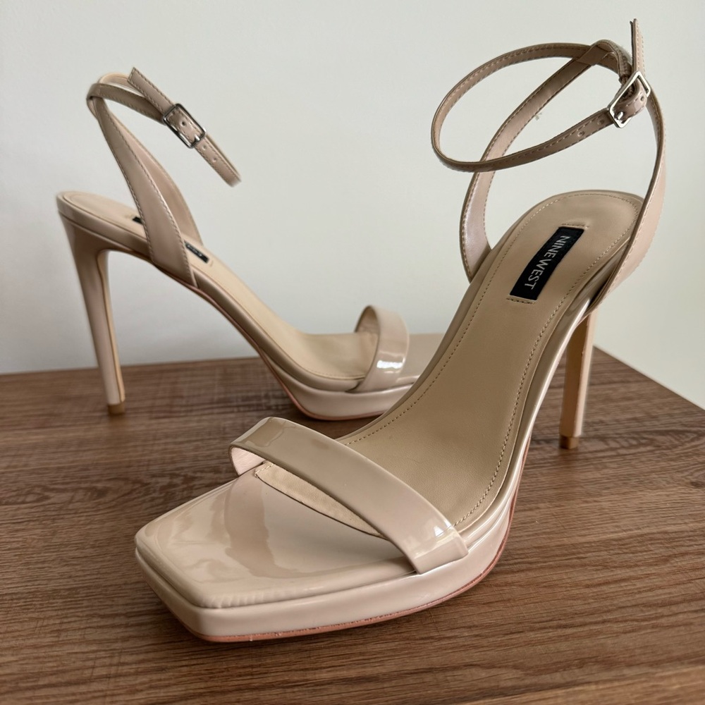 Nine West - NWOB Women’s Nude Patent Zadie Heeled Sandal size 9.5